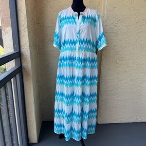 John Mark Zigzag Print Midi Dress Sz L Button Down NWT